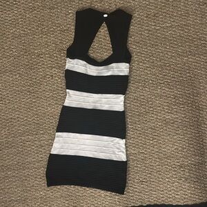 GUESS Elegant Black and White Striped Dress SIZE S